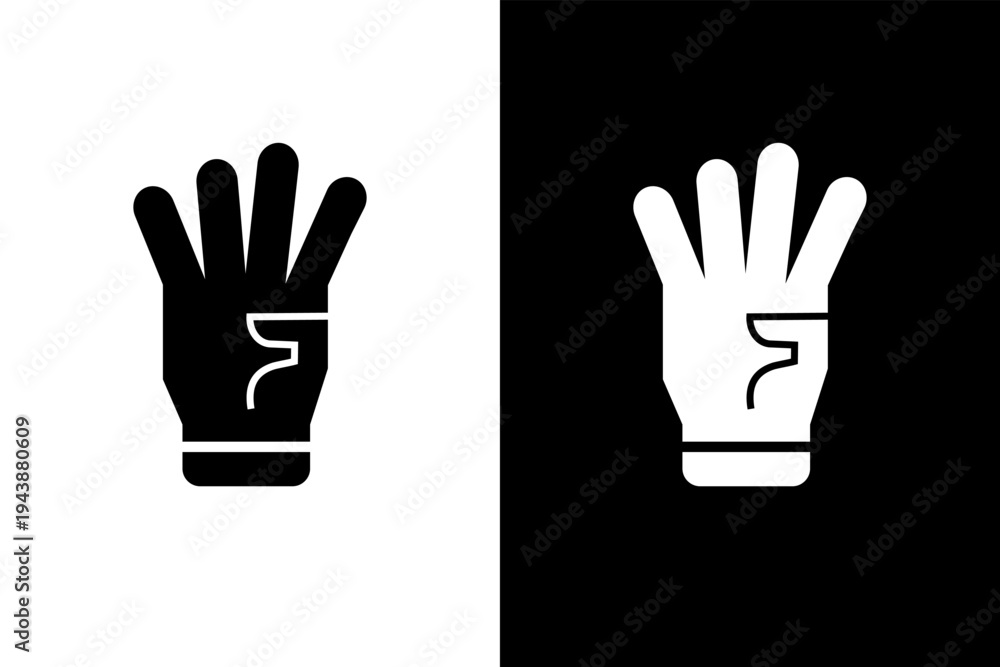 Obraz premium four finger hand gesture icon, black and wahite concept flat outline vector design