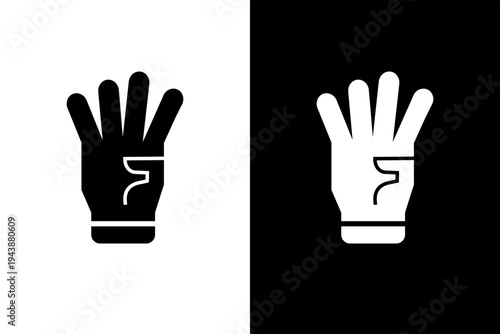four finger hand gesture icon, black and wahite concept flat outline vector design