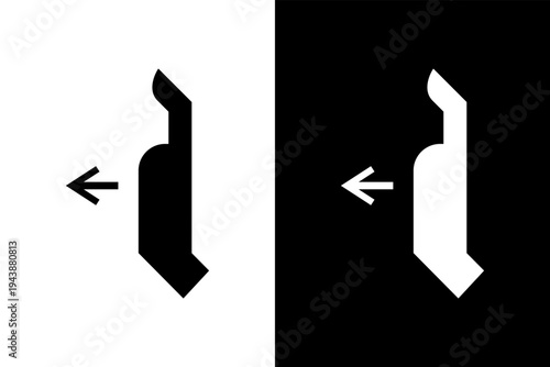 push hand gesture icon, black and wahite concept flat outline vector design