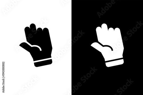 good bye hand gesture icon, black and wahite concept flat outline vector design