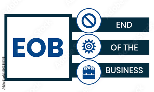 EOB - End Of the Business acronym. business concept background. vector illustration concept with keywords and icons. lettering illustration with icons for web banner, flyer, landing page