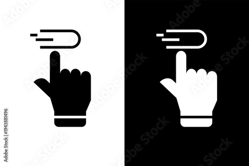 swipe hand gesture icon, black and wahite concept flat outline vector design