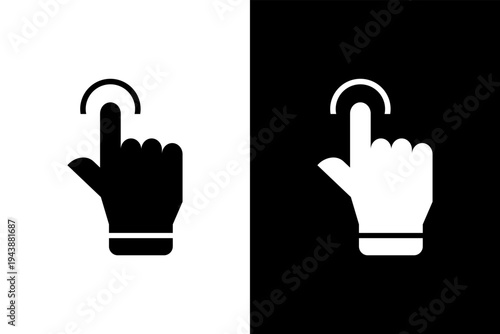 easy use hand gesture icon, black and wahite concept flat outline vector design