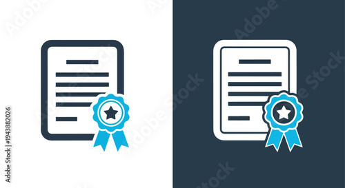 Award badge icons set vector success achievement - Minimalist, flat icon, outline, glyph, linear, clipart, sticker - Blue icon set - Glyph icon