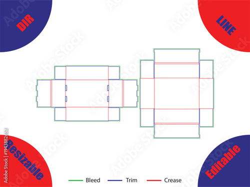 Diagram of a folded brochure with bleed trim and crease lines 13