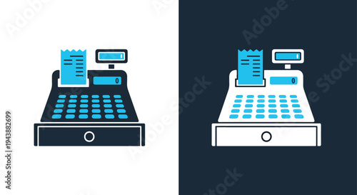 Modern POS Terminal Icon Set Vector Blue - Glyph solid icon - Editable modern style icon - Modern style icon - Blue icon set