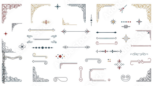 Graphic designers showcase ornate metalwork illustrations and various decorative elements.