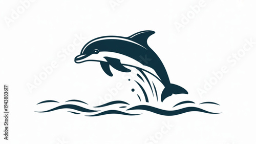 Dolphin jumping out of water aquatic mammal swimming freely in ocean waves marine life symbol