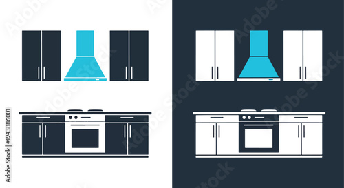 Modern kitchen appliance icon set vector blue - Glyph solid icon - Editable modern style icon - Modern style icon - Blue icon set