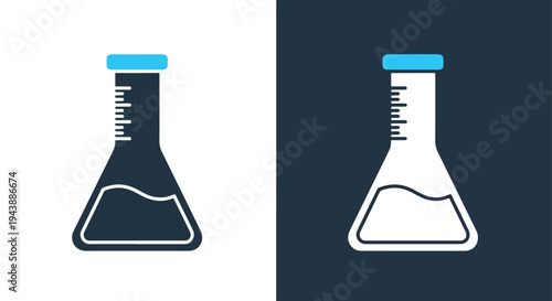 Lab flask icon set vector blue science - Minimalist, flat icon, outline, glyph, linear, clipart, sticker - Blue icon set - Glyph icon