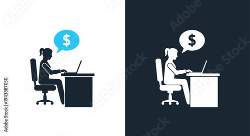 Business finance icons set vector flat design - Blue icon set - Modern style icon  - Glyph and solid icon set - Icon vector - Minimalist, flat icon