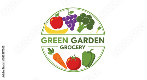 Green Garden Grocery Logo Design.