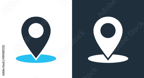 Location pin icon set vector minimalist design - Glyph solid icon - Editable modern style icon - Modern style icon - Blue icon set