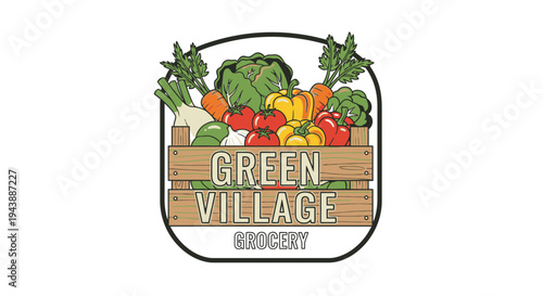 Green Village Grocery Store Logo Design.