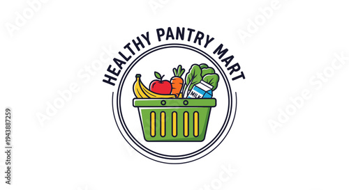 Healthy food shopping basket logo.