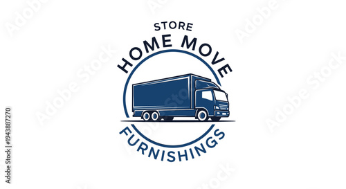 Large blue moving truck vehicle side view.