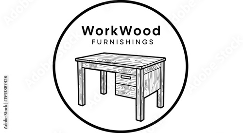 Simple wooden work desk furniture piece.