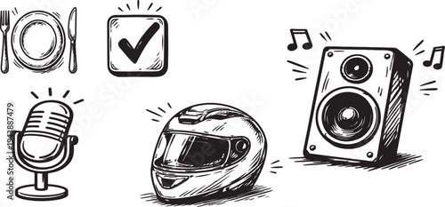 Audio speaker icon vector illustration showing a digital music sound speaker symbol for media player technology isolated design