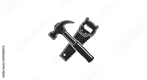 Hammer and adjustable wrench crossed tools 2.