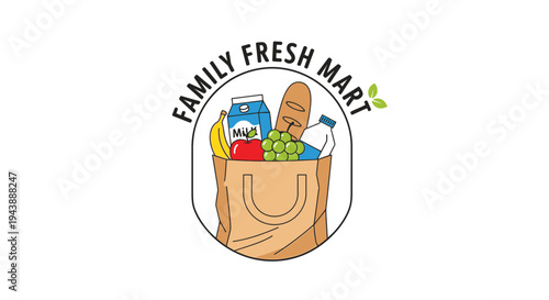 Shopping bag with food items inside.