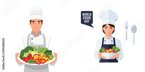 Chefs presenting healthy food for World Food Day
