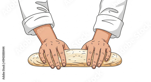 Hands Shaping Bread Loaf.