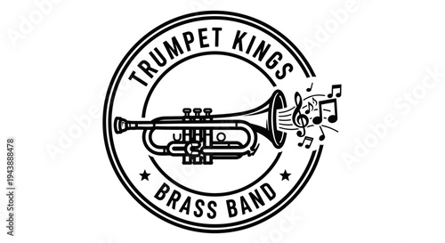 Black and white trumpet logo design.