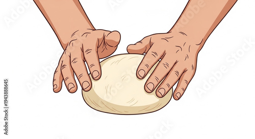 Hands Shaping Raw Pizza Dough.