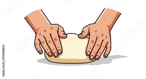Hands Shaping Round Dough.