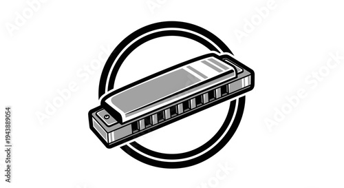 Harmonica instrument close up view.