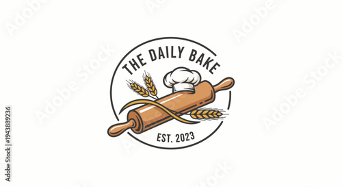 Baking logo with rolling pin.