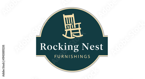 Rocking chair logo on circular sign.