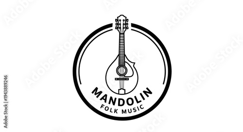 Mandolin musical instrument logo design.