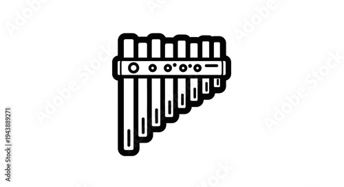 Pan flute musical instrument closeup.