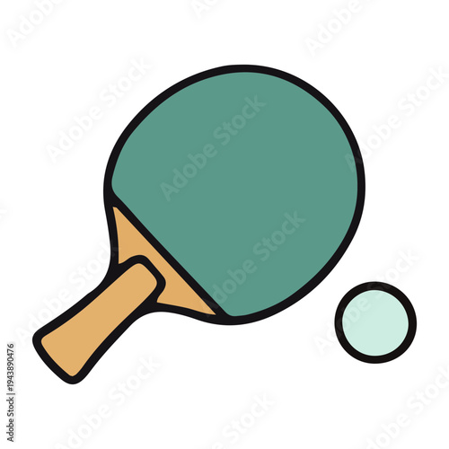 Ping Pong Paddle and Ball Icon