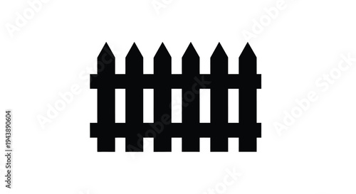 Black silhouette of a picket fence against a white background