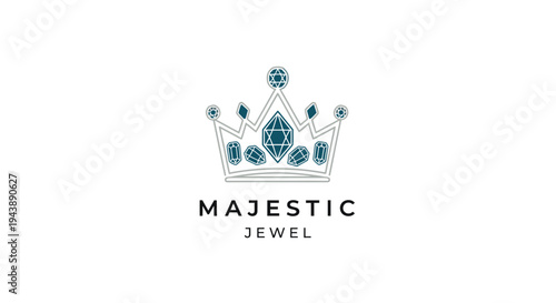 Majestic jewel crown logo design.