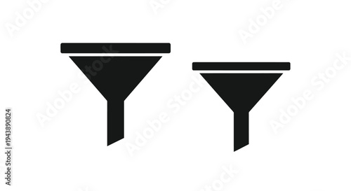 Two black funnel icons displayed side by side on a white background