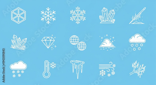 Collection of Various Weather and Climate Icons.