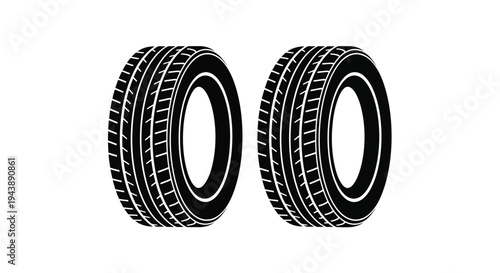 Two black tires depicted in a simple graphic style on white background