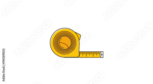 Yellow tape measure tool closeup view.