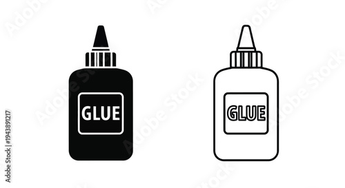 Two depictions of glue bottles one filled and one outlined