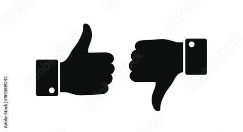 Black silhouette icons depicting a thumbs up and a thumbs down gesture