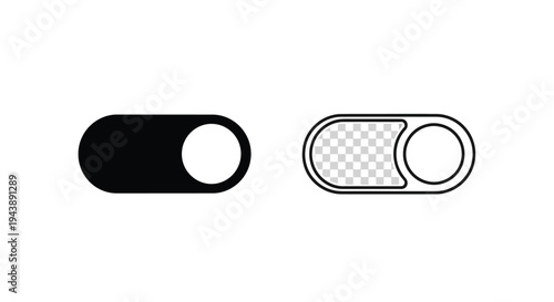 Two toggle switch icons one on and one off in black and white