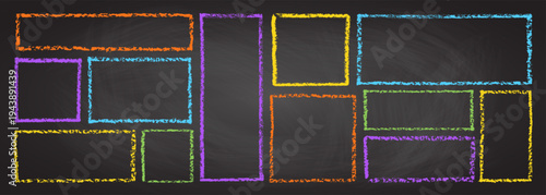 Colorful kindergarten crayon frame with hand-drawn doodle border vector illustration set. Cute childish design perfect for school projects, children s art, and playful text backgrounds.