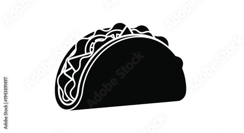 A simple black and white illustration of a folded taco