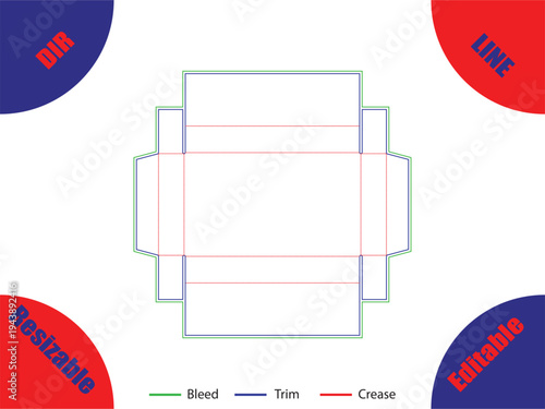 Diagram of a folded hg brochure with bleed trim and crease lines