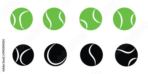 A vector icon set of tennis and  padel  balls, showcasing both filled and outline styles for sports design. Eps 10