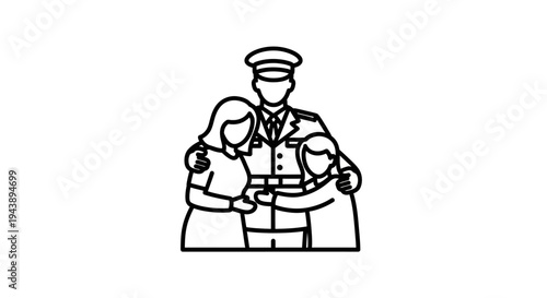 Soldier hugging family, military homecoming, love and support, reunion