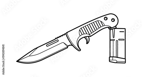 Tactical Knife with Magazine Clip Attachment - Survival Gear